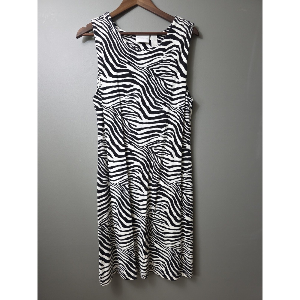 Liz Claiborne Dress Black & White, Zebra Print Large Sleeveless